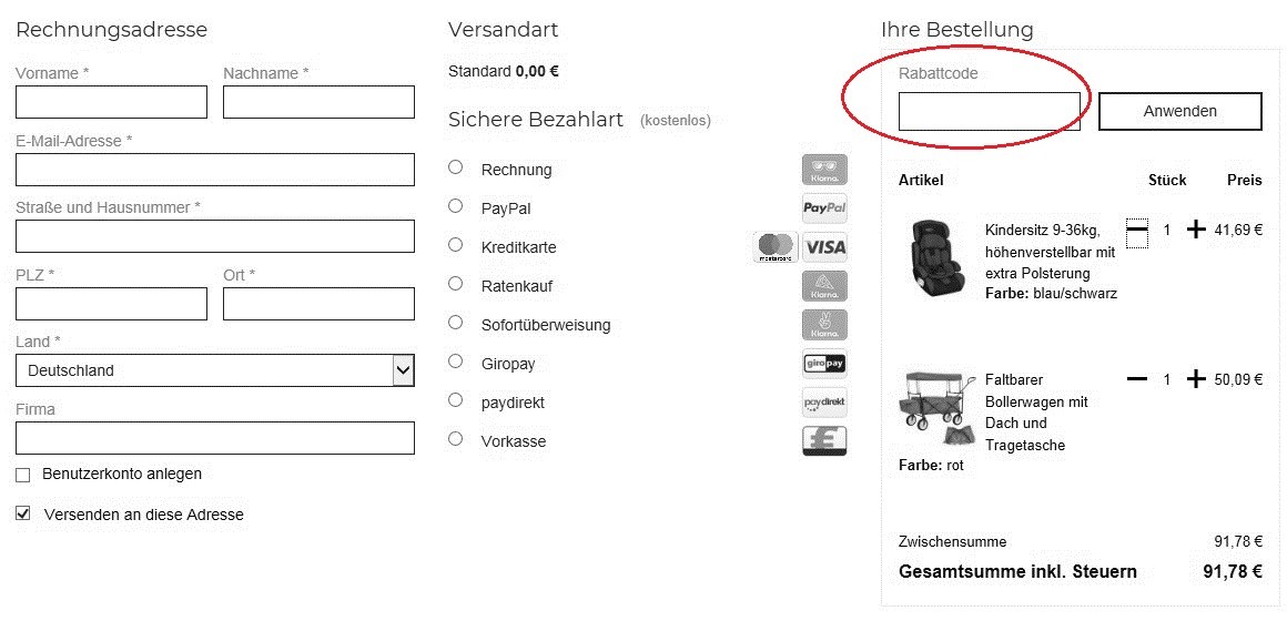 Rabattcode/ Tectake Gutscheine einlösen